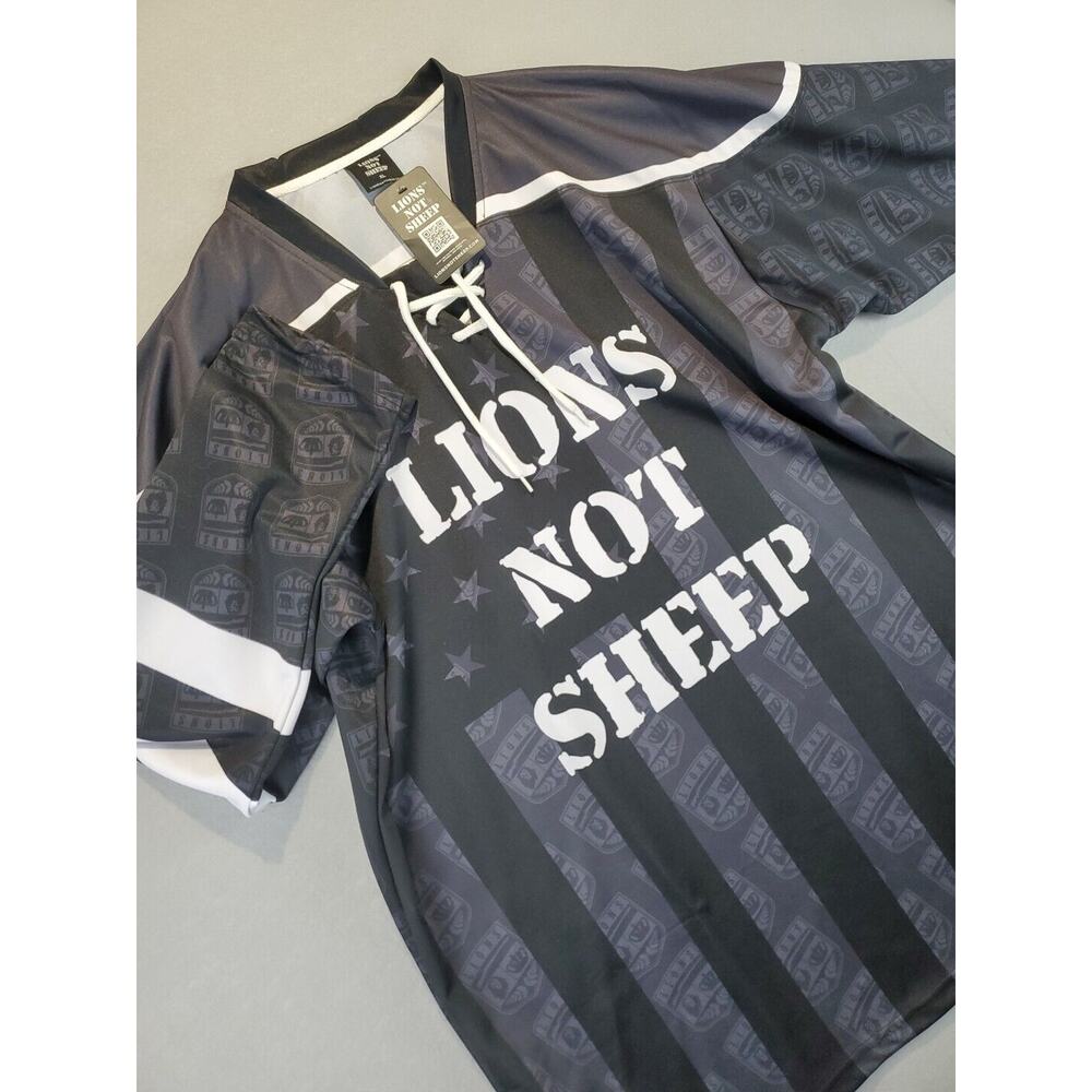 Lions Not Sheep Sean Whalen Hockey Jersey Black & White XL NEW WITH TAG